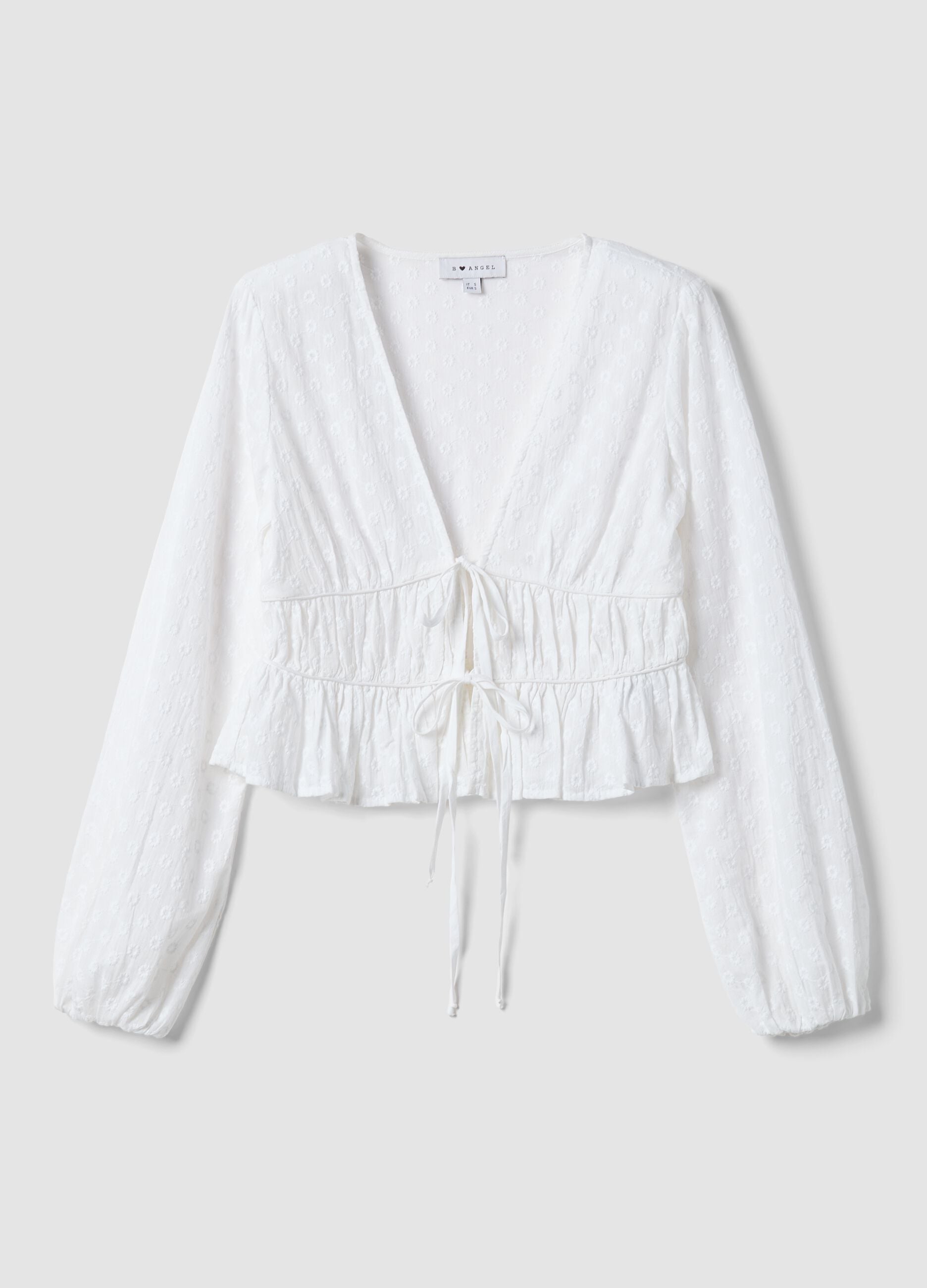 White pure cotton blouse regular fit with ties