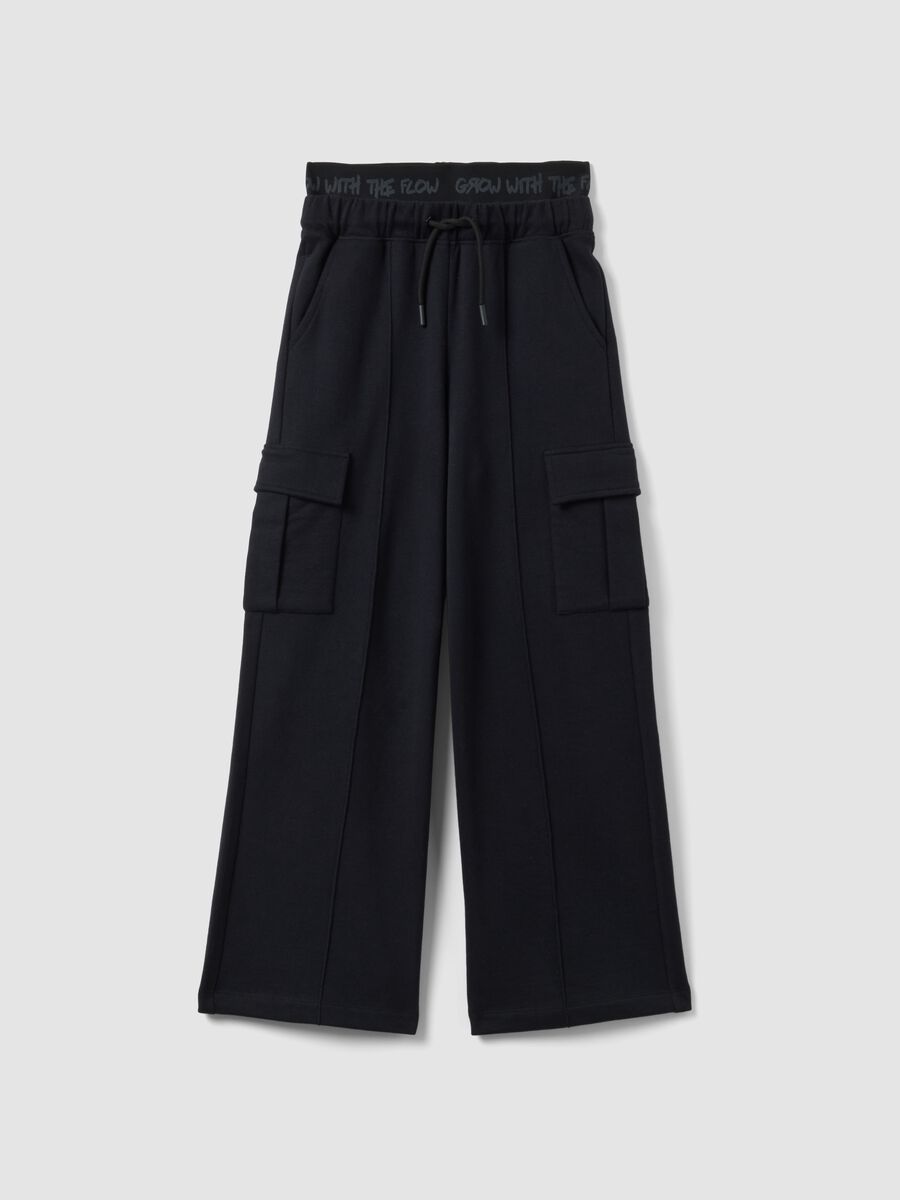 Girls' black pure cotton relaxed fit trousers_3