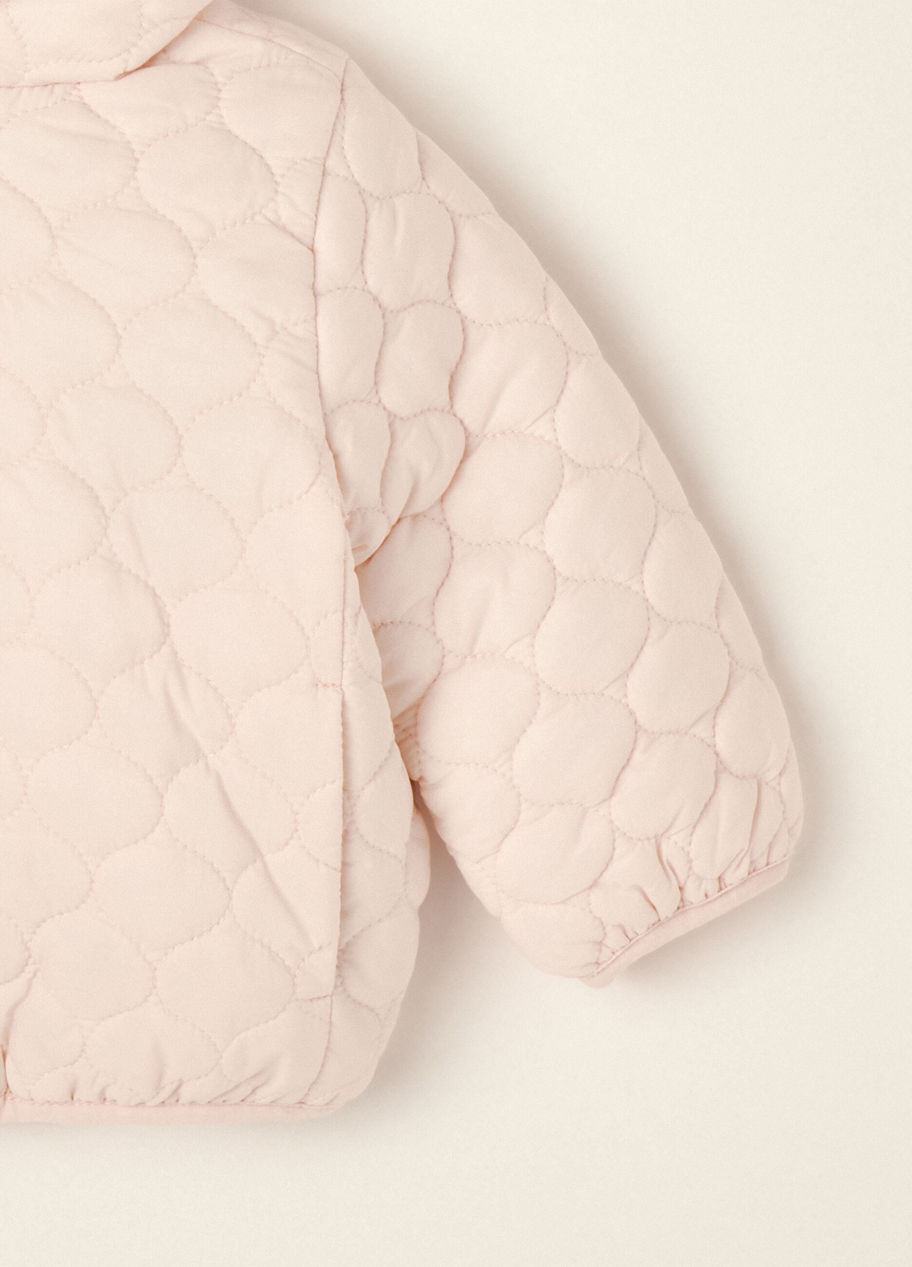 Pink quilted hooded jacket with little ears