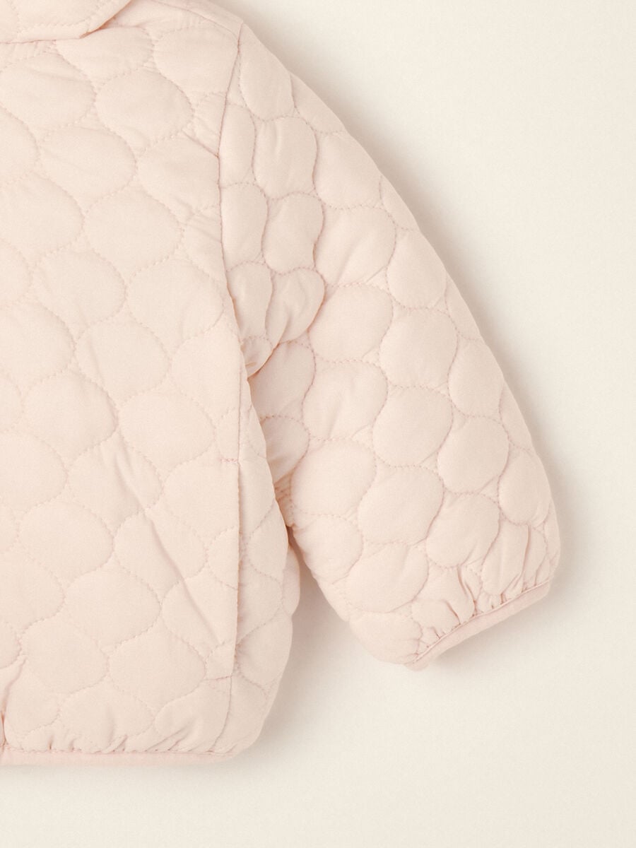 Pink quilted hooded jacket with little ears_1