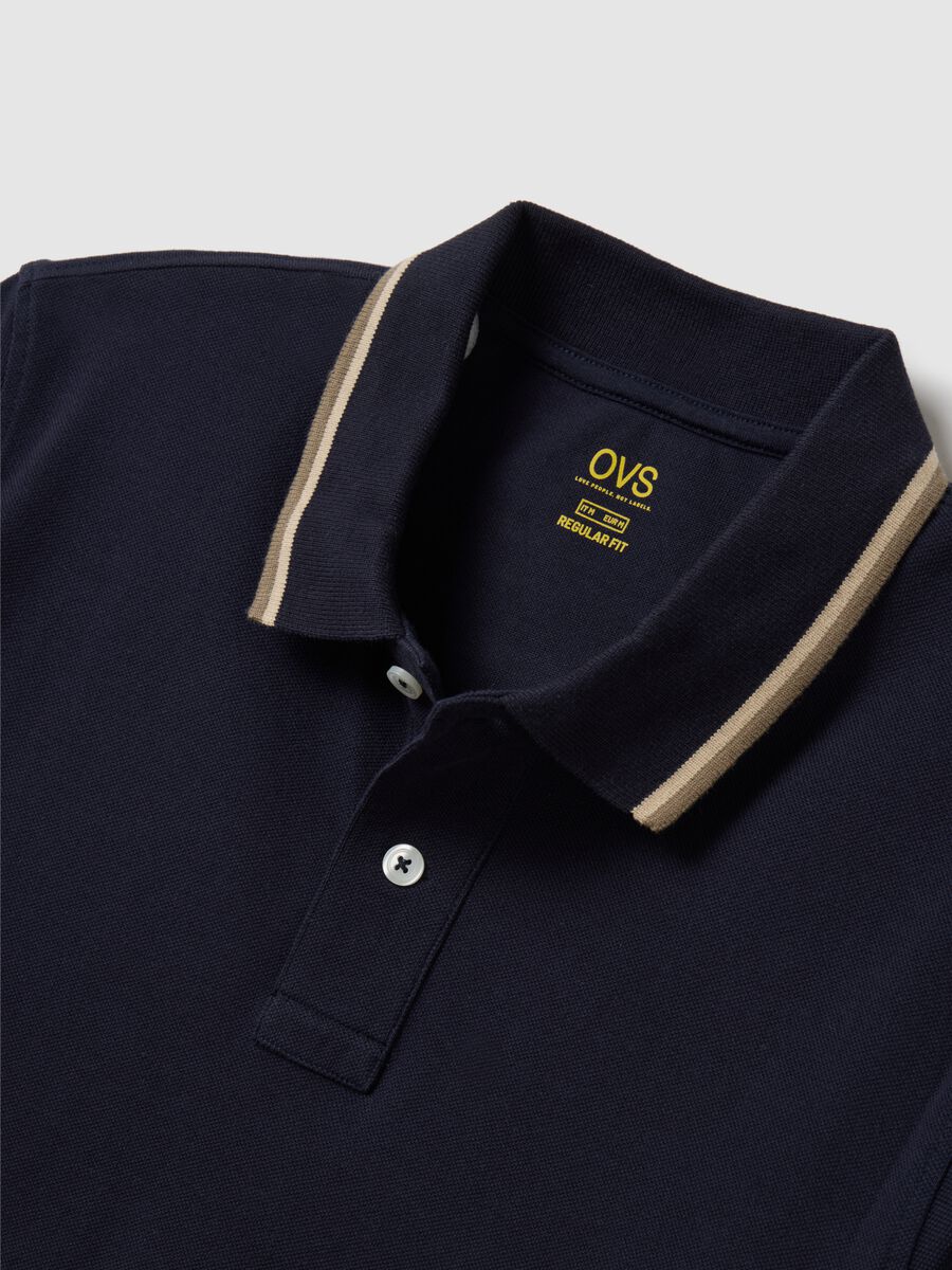 Blue short sleeve polo shirt in pure cotton_5