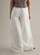 White cotton blend flare trousers with regular waist_3