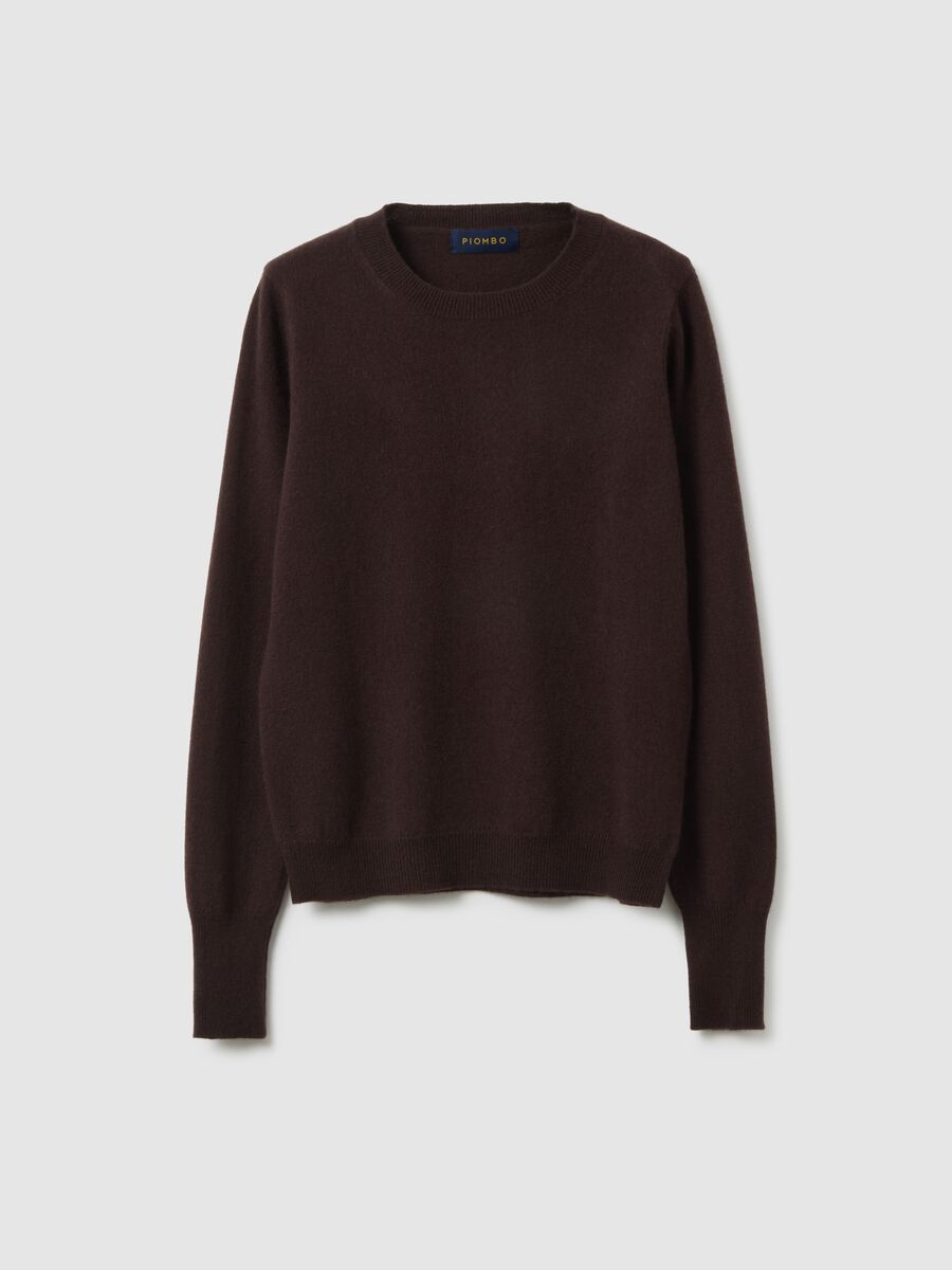 Brown crew neck sweater in pure cashmere, regular fit_4