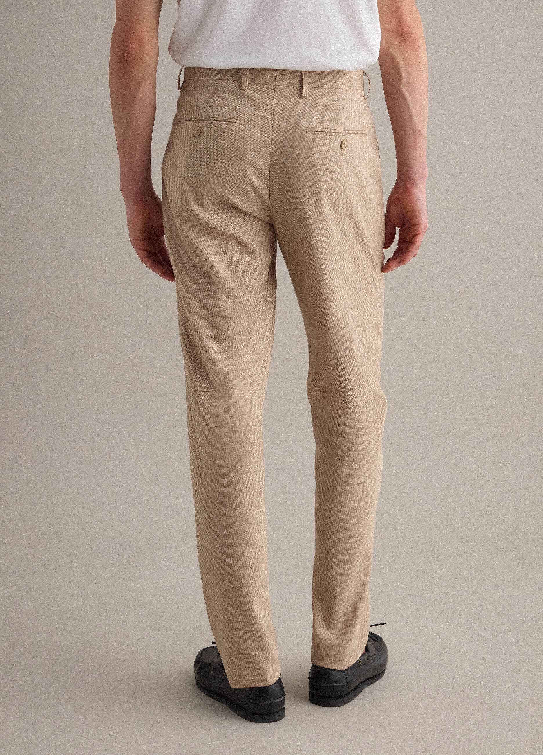 Beige Slim Fit Trousers