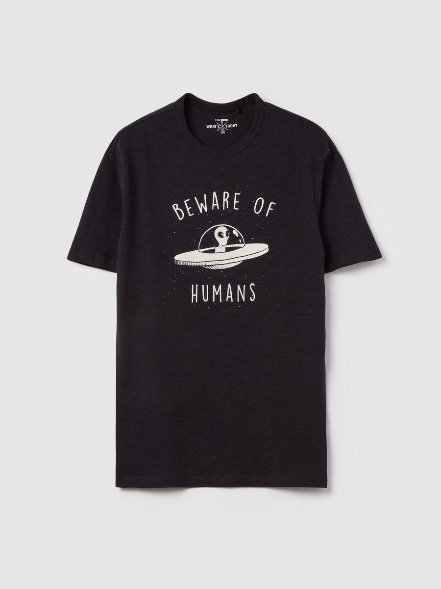 T-shirt with “Be aware of humans” print_4
