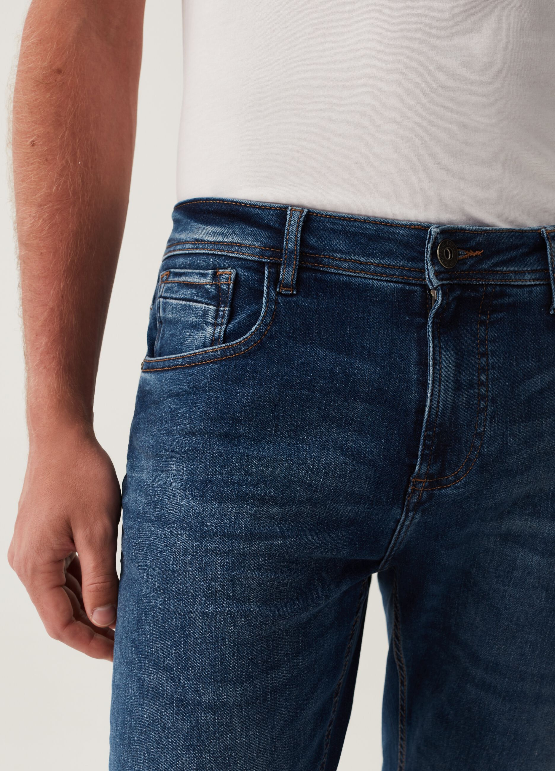 Jeans skinny fit acid wash cinque tasche_3