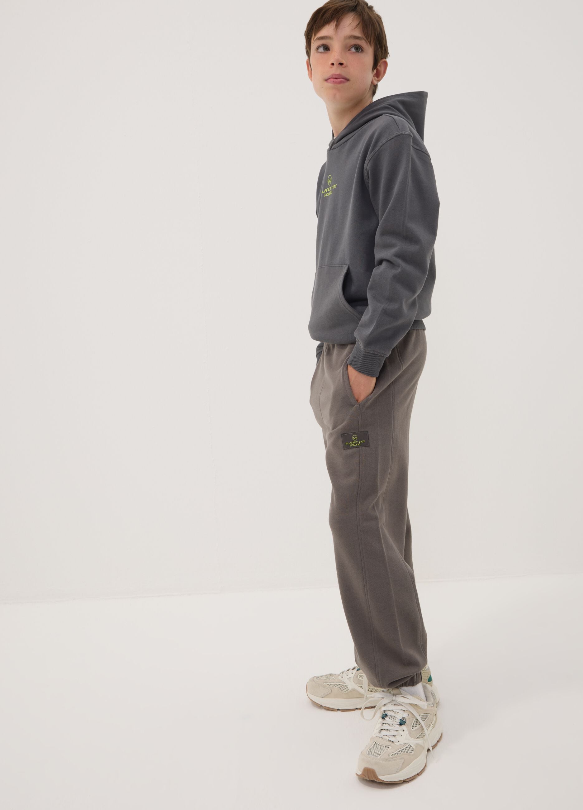 Grey pure cotton oversized joggers for boys