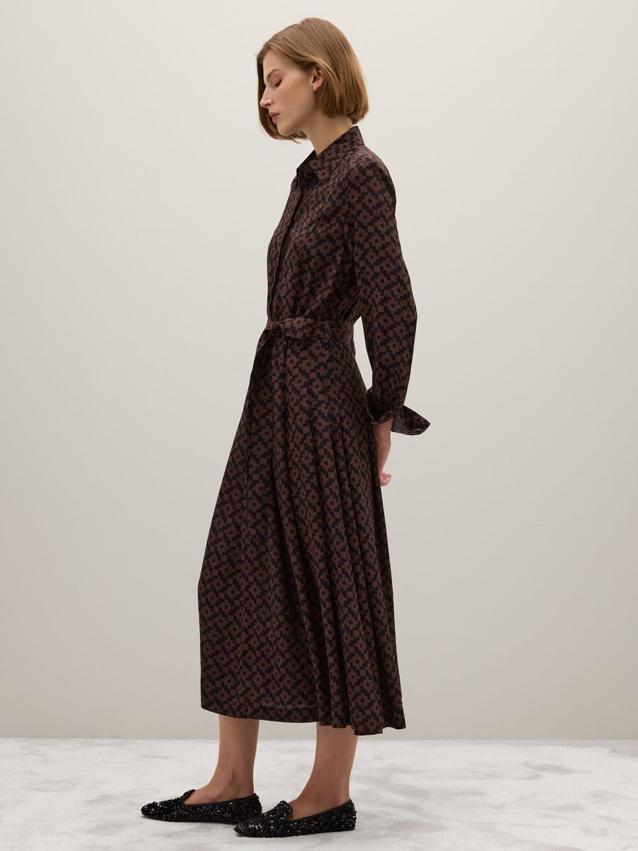 Brown long dress with belt_1