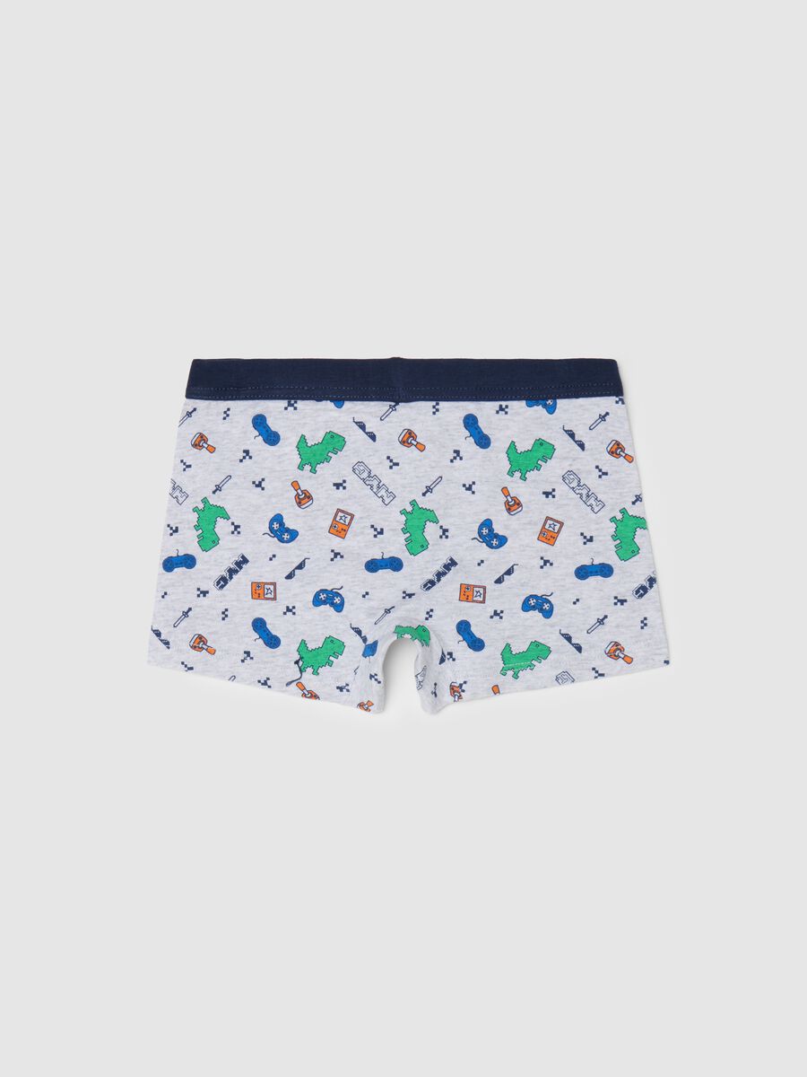 Stretch cotton boxer shorts with games print_1