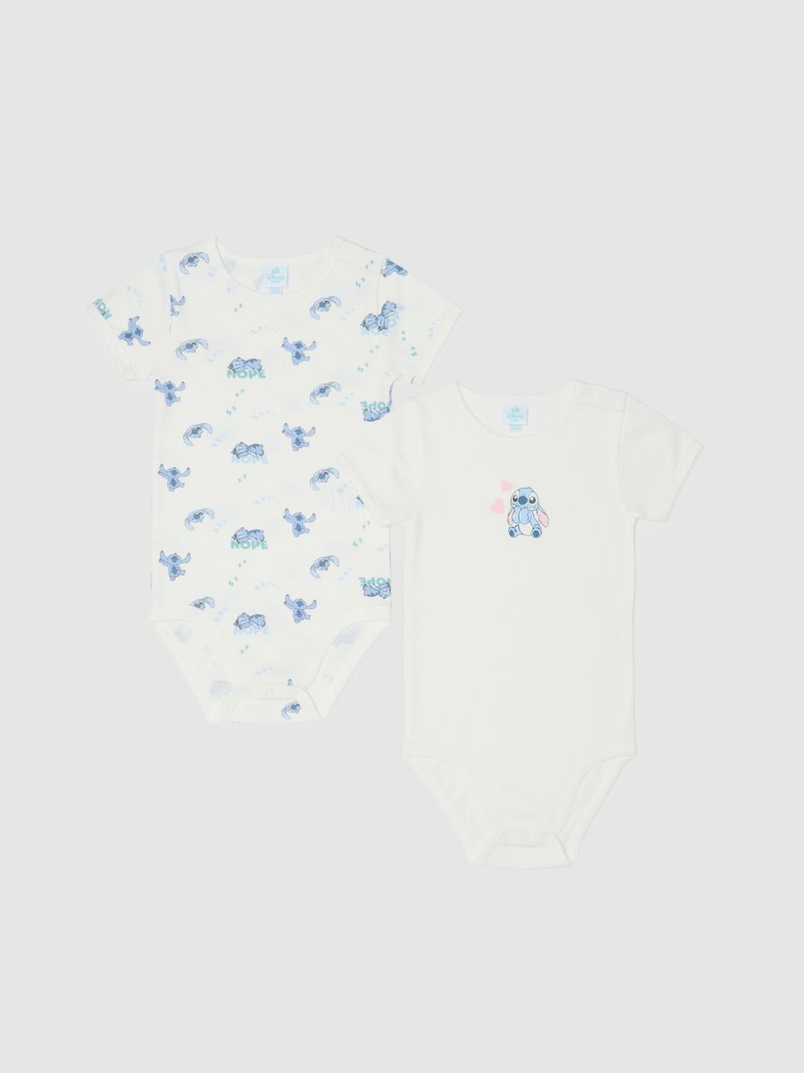Bipack body da neonata in puro cotone bianco con maniche corte_0