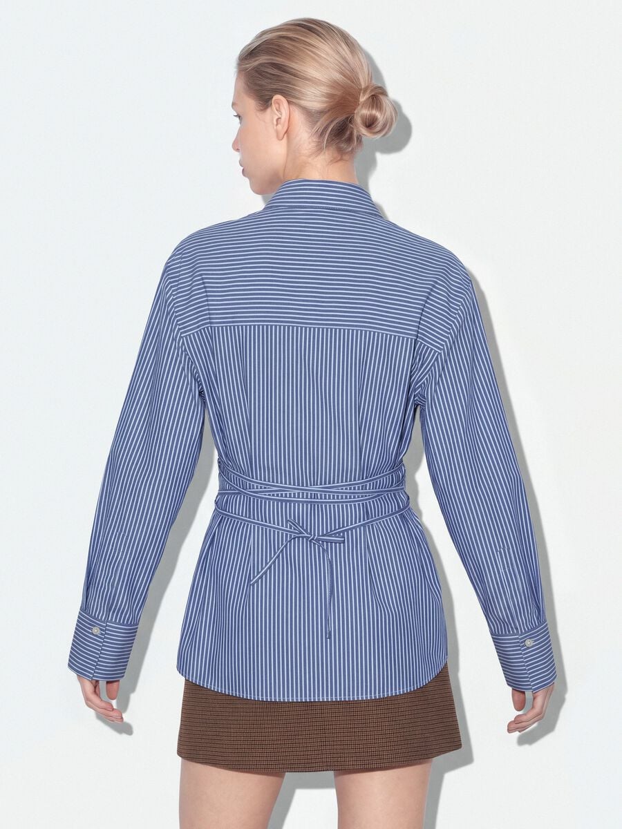 Blue striped pure cotton poplin shirt, regular fit_2