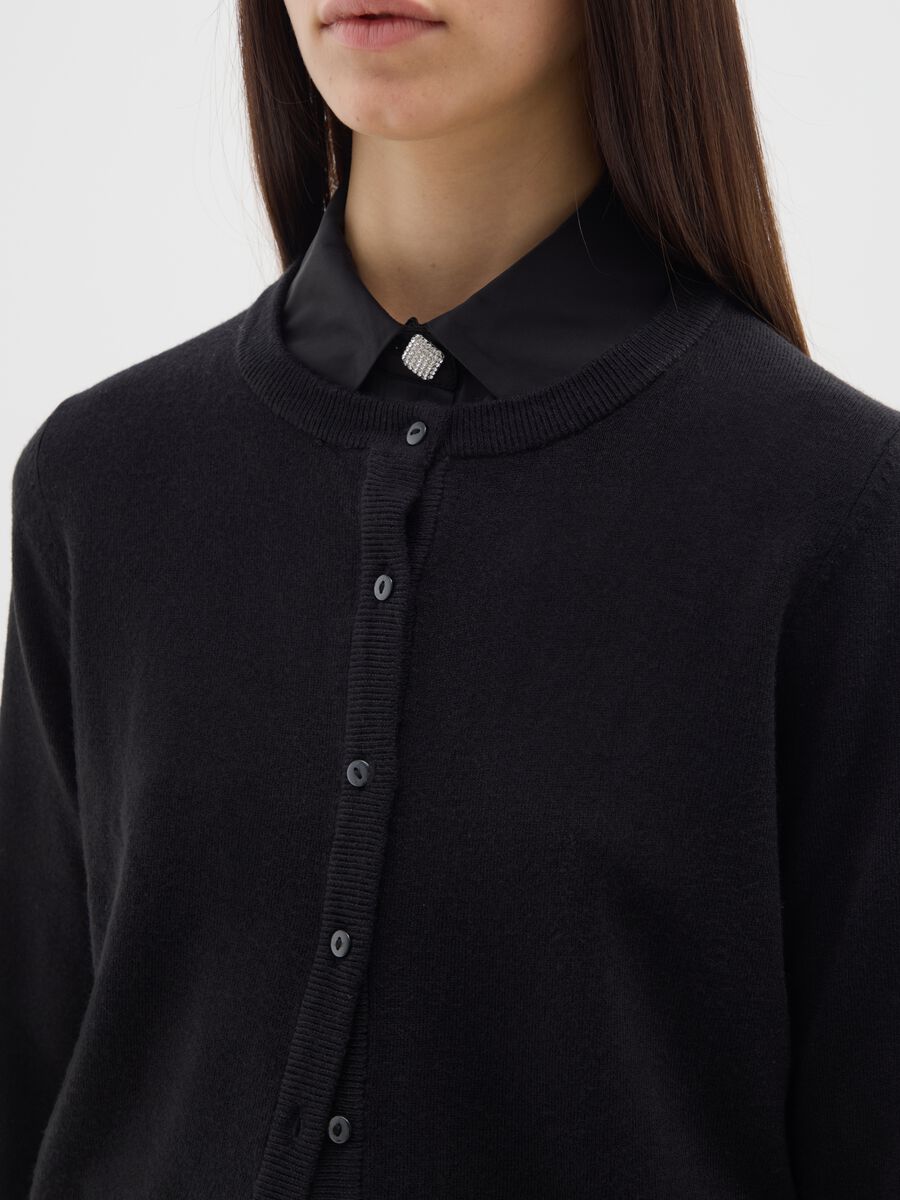 Cardigan nero in pura acrilico_3