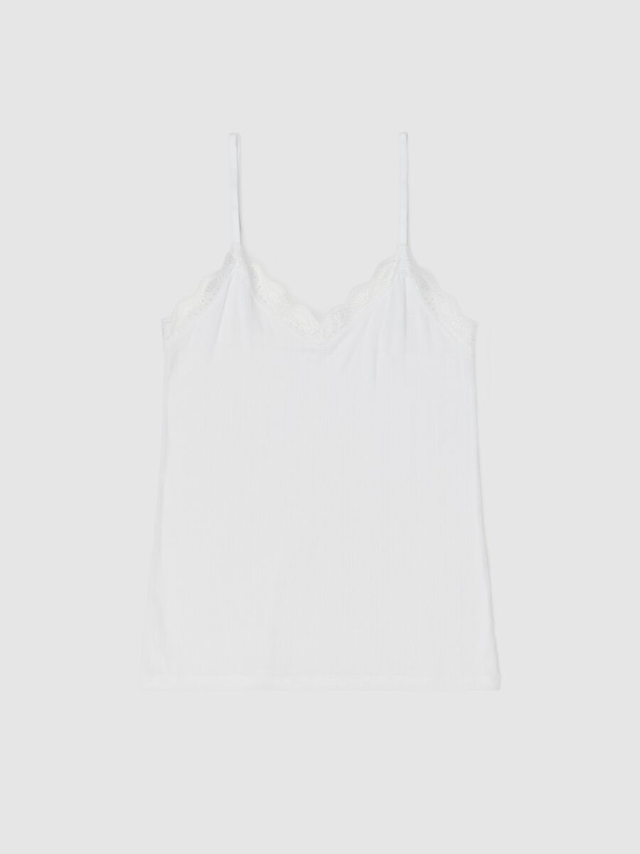 Pointelle vest with V neck with lace_4