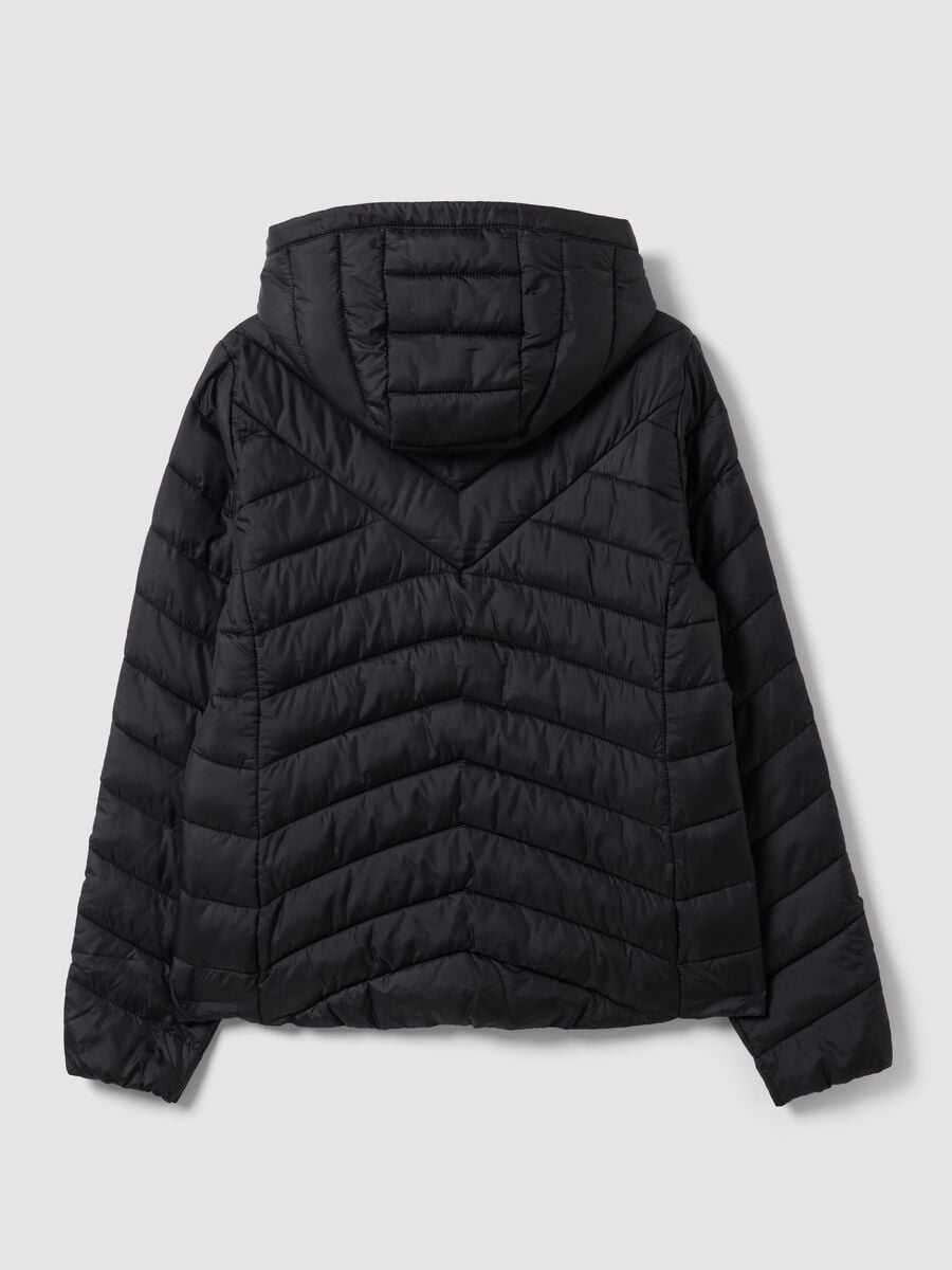 Giacca Ultralight nera trapuntata con cappuccio e zip_5