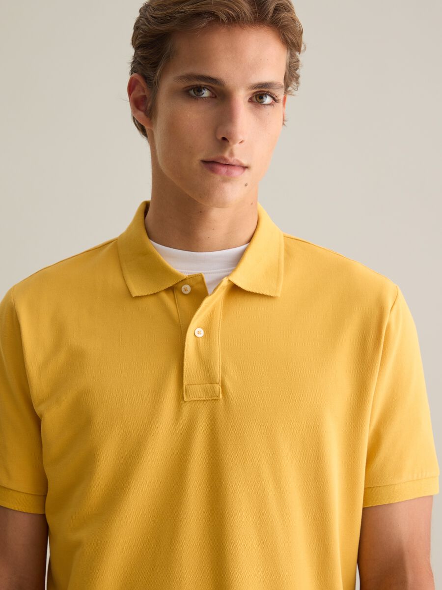 Yellow Short Sleeve Cotton Polo by Piombo_2