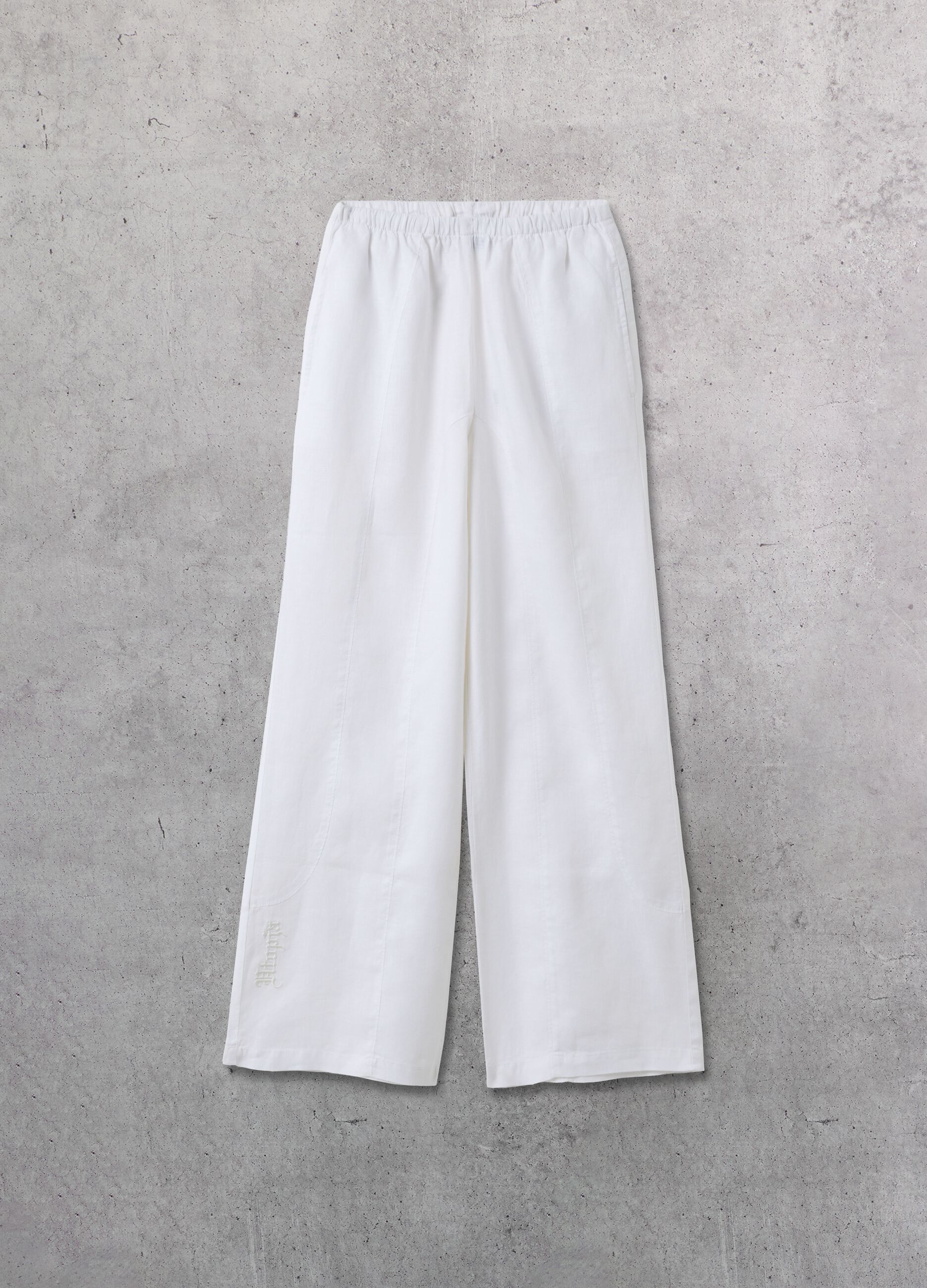 100% Linen Wide-Leg Trousers White