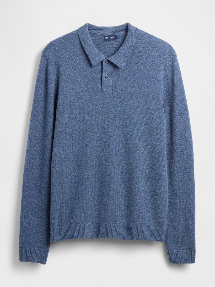 Blue wool and polyamide blend pullover_3
