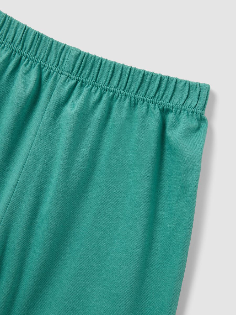 Pigiama in puro cotone verde da bambino regular fit con stampa_3