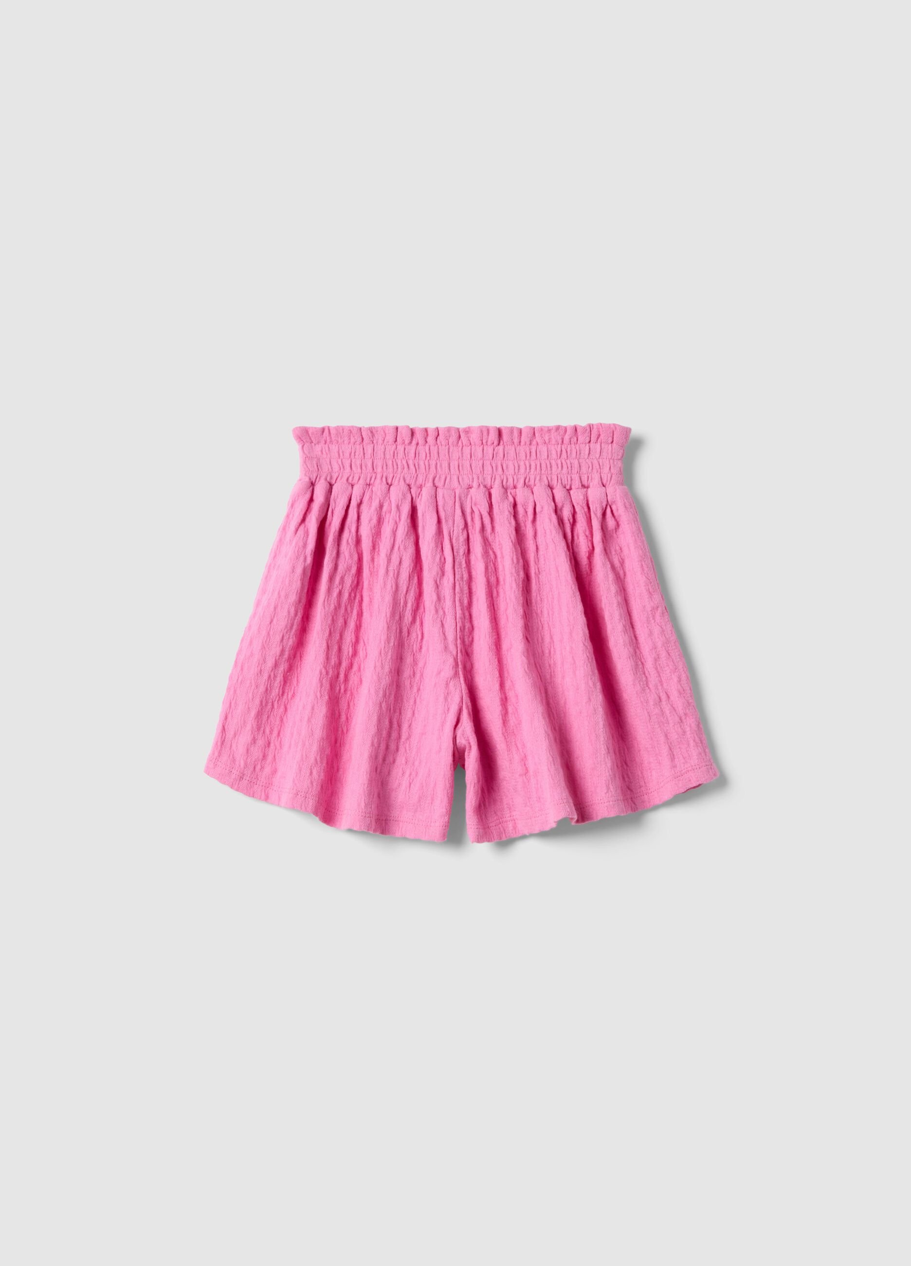 Pantaloncini in cotone elasticizzato rosa da bambina regular fit