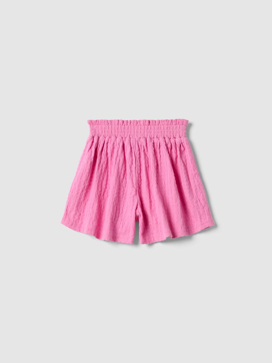 Pantaloncini in cotone elasticizzato rosa da bambina regular fit_1
