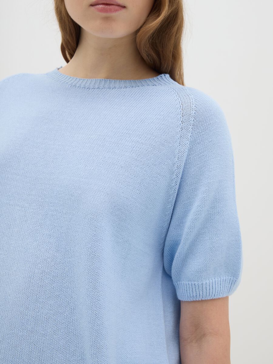 Women's light blue pure cotton regular fit t-shirt_2