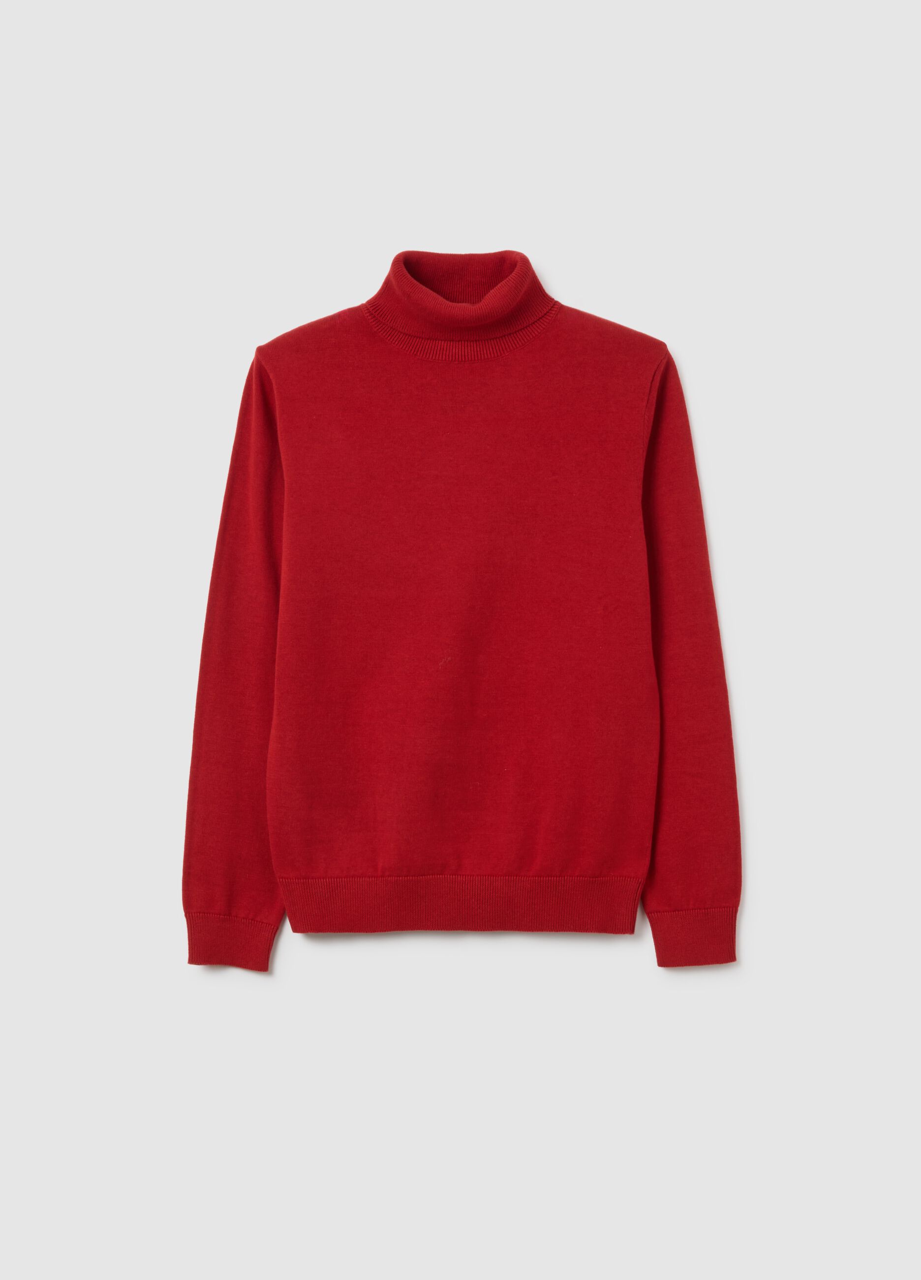 Red high-neck jumper for boys in pure cotton regular fit