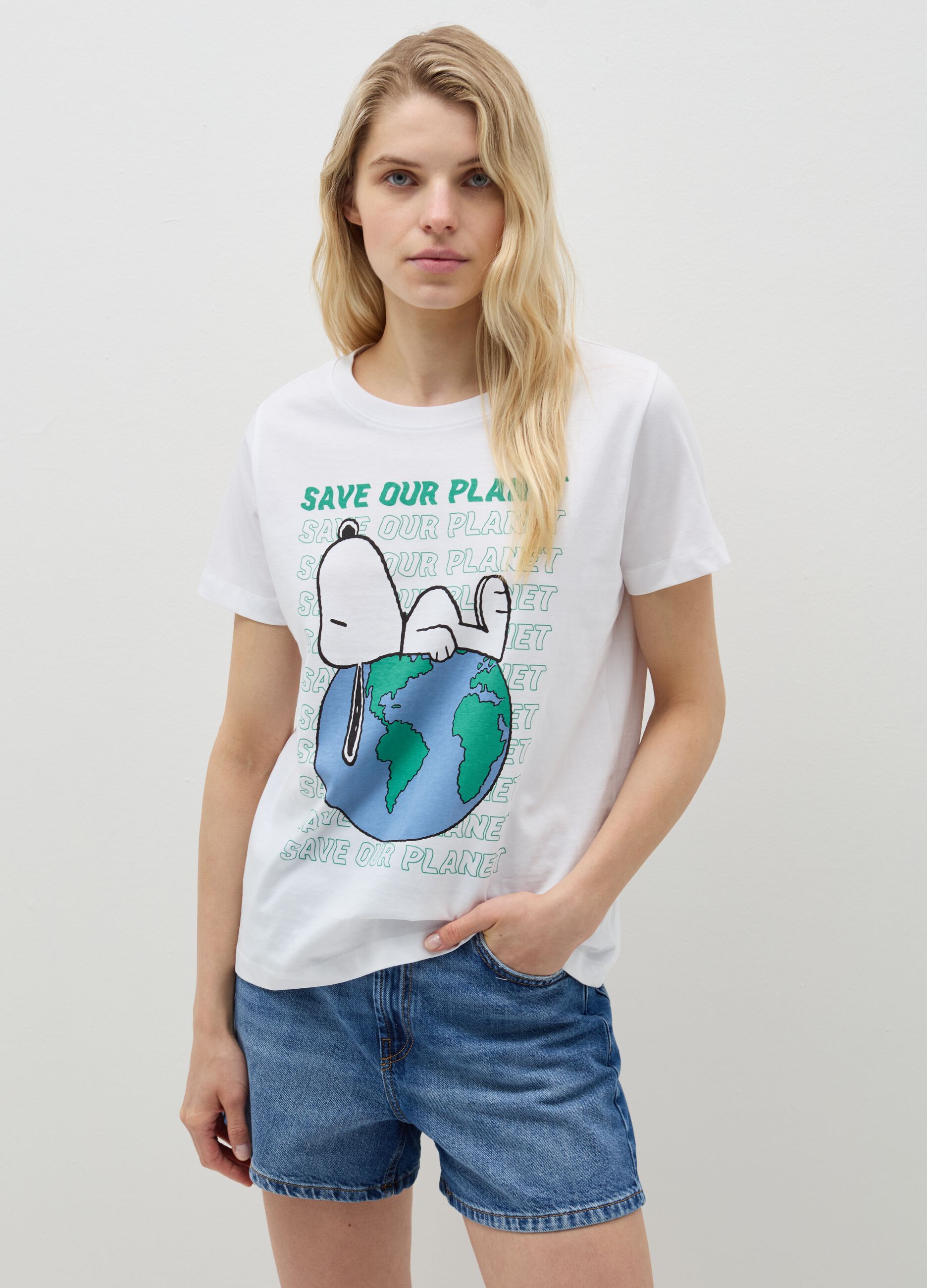 Ovs T-shirt in cotone bio con stampa Snoopy