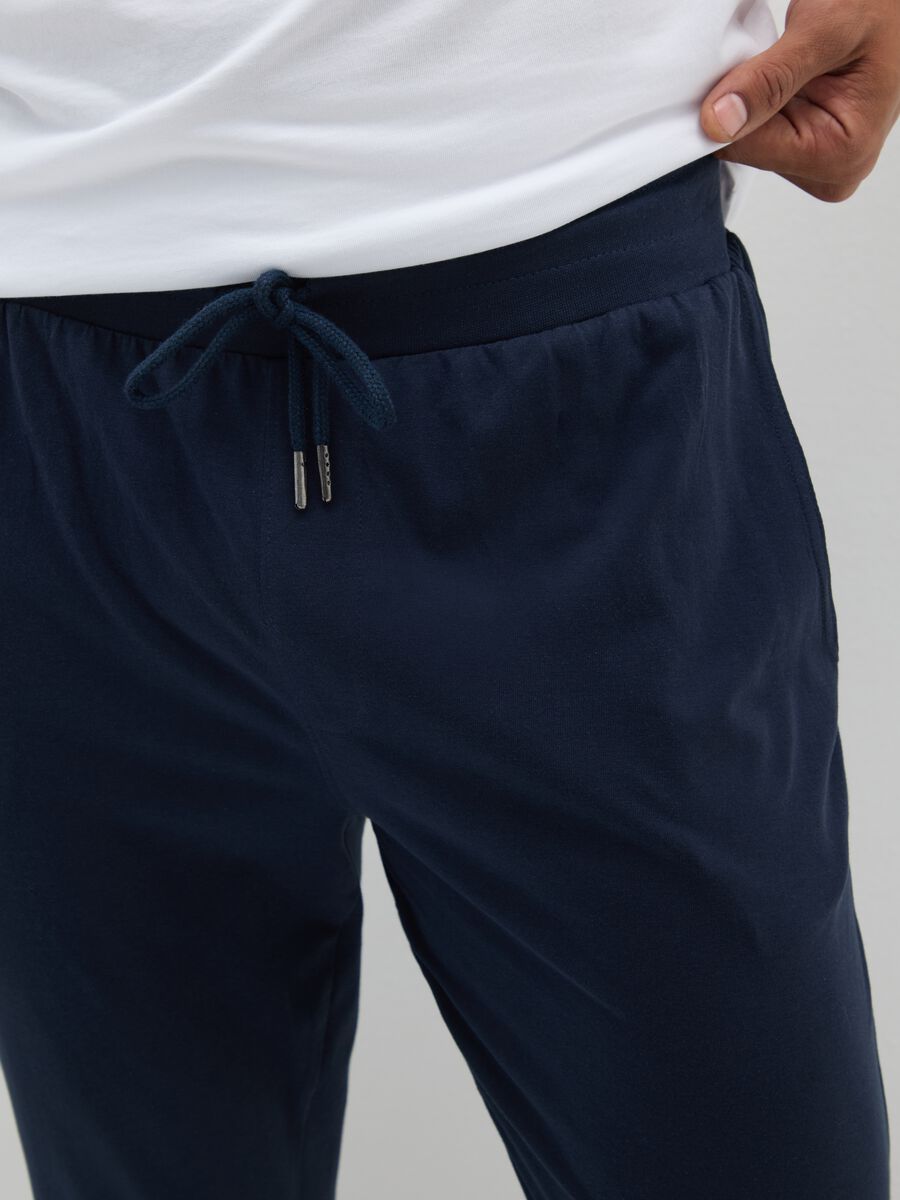 Pantaloni pigiama blu in cotone_5