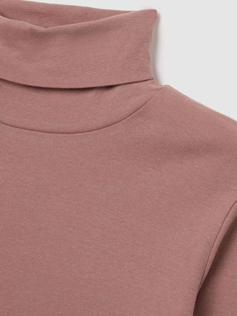 Regular fit pink cotton-blend turtleneck_5