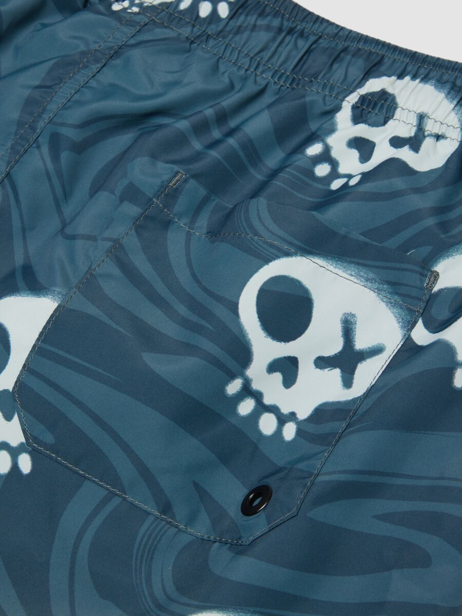 Blue skull-print swim shorts_3