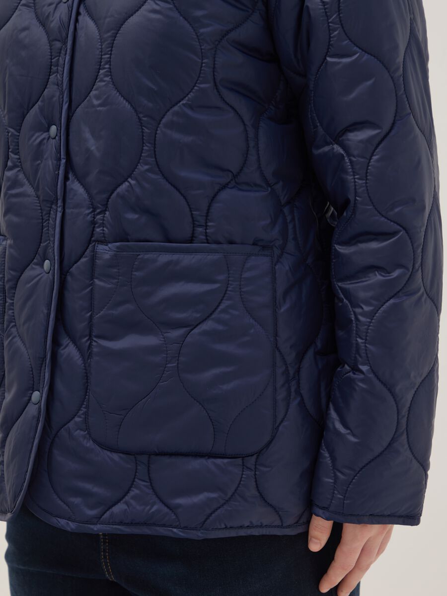 Blue quilted jacket regular fit with buttons_3