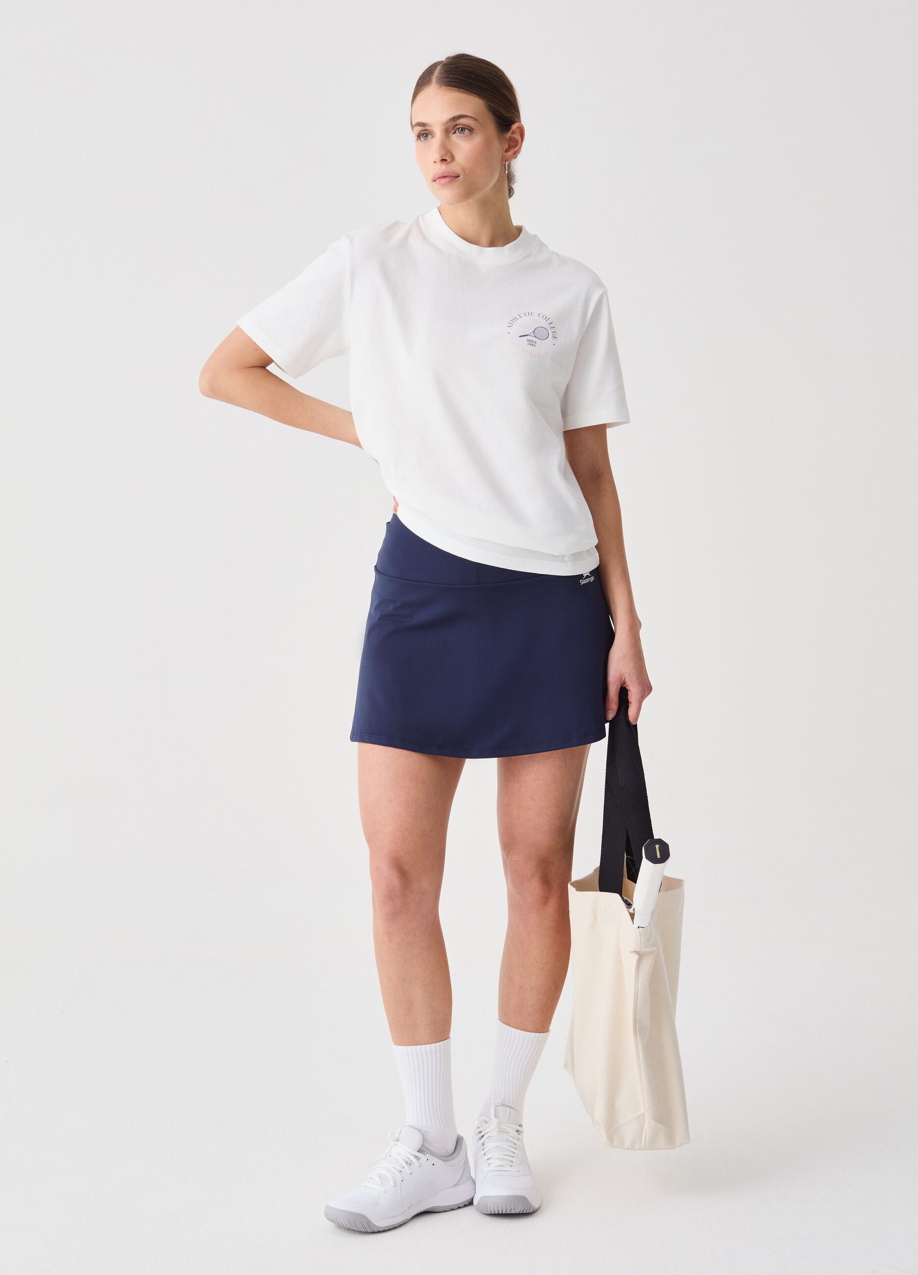 SLAZENGER cotton T-shirt with tennis motif print