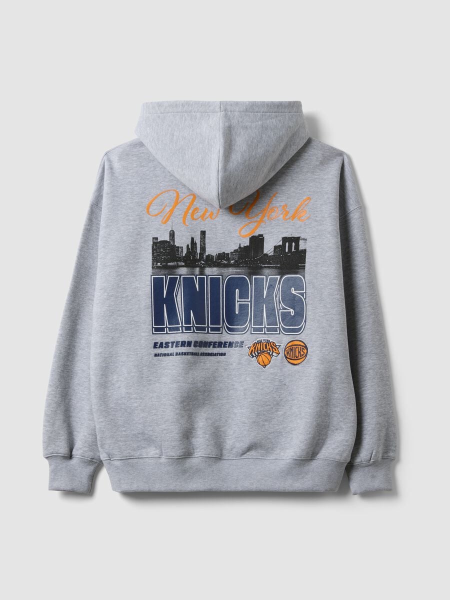 Felpa grigia con cappuccio in misto cotone con stampa Knicks_2