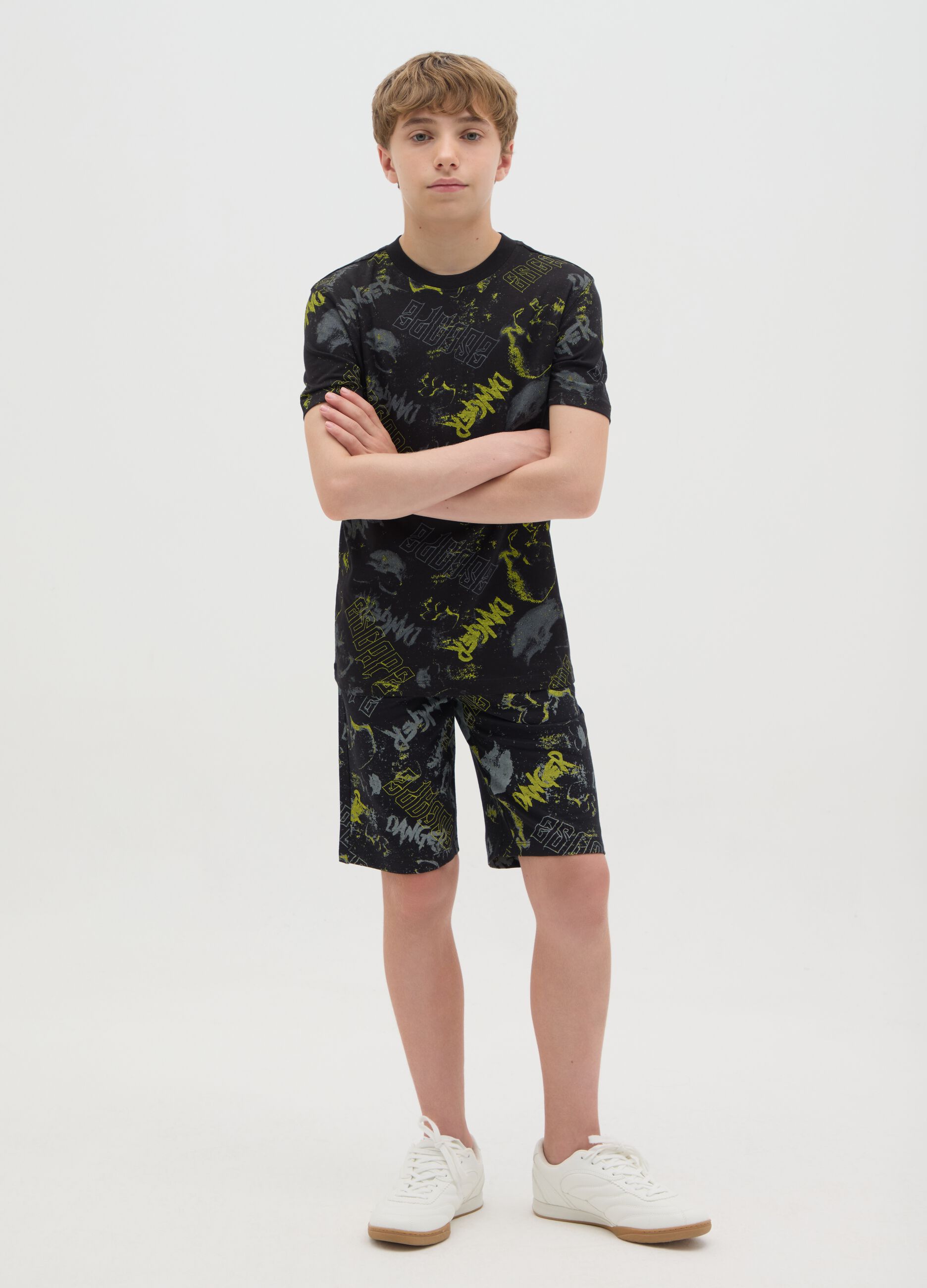 OVS Kids Cotton Graphic Print Shorts