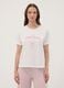 T-shirt pigiama bianco in cotone organico con scritte frontali_0