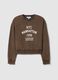 Brown crew-neck sweatshirt in regular fit cotton blend with lettering_4