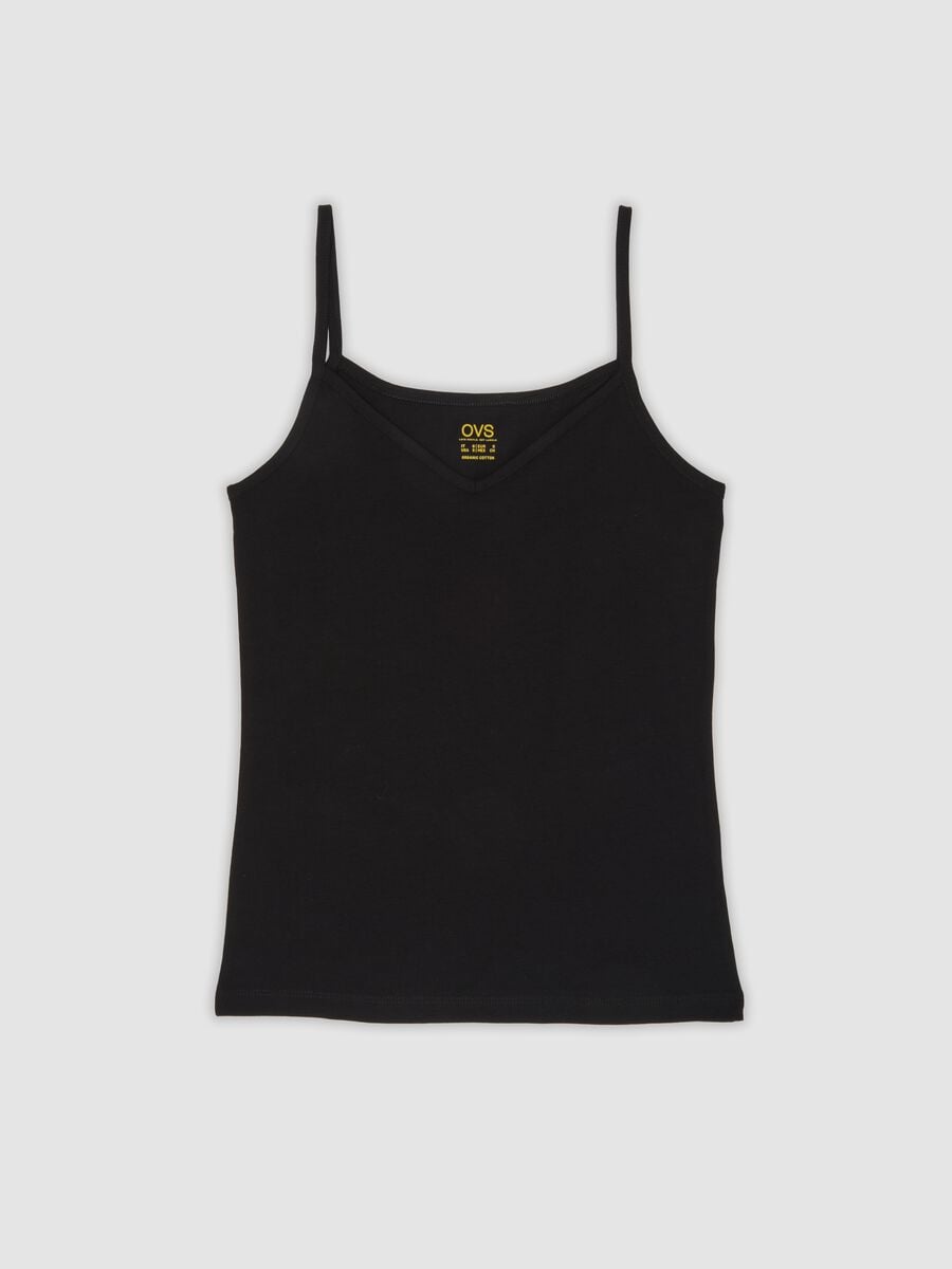 Black stretch cotton vest top, regular fit_4