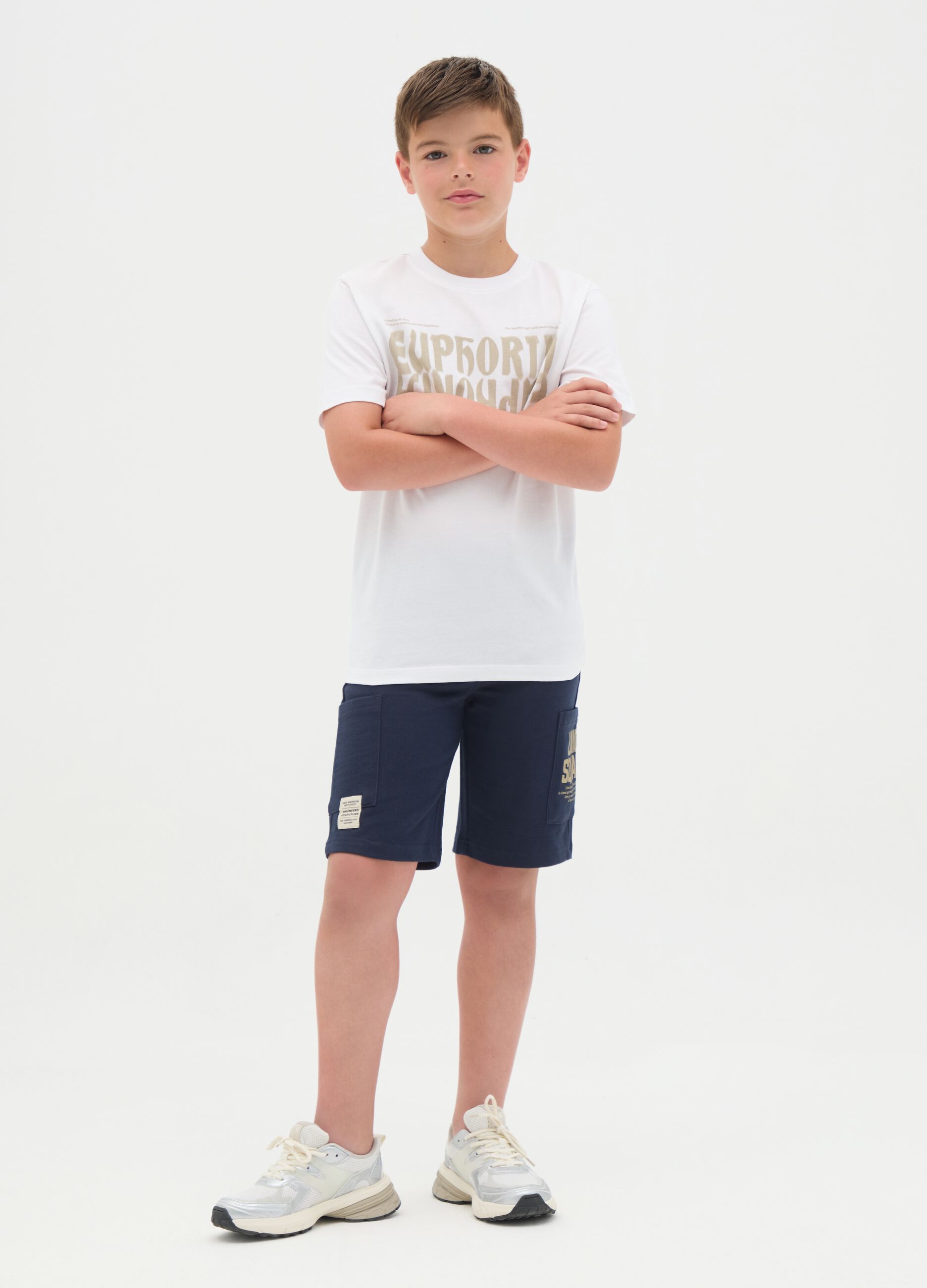 Blue Bermuda Shorts in Pure Cotton OVS Kids