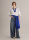 Blue viscose-linen blend scarf with fringes_3