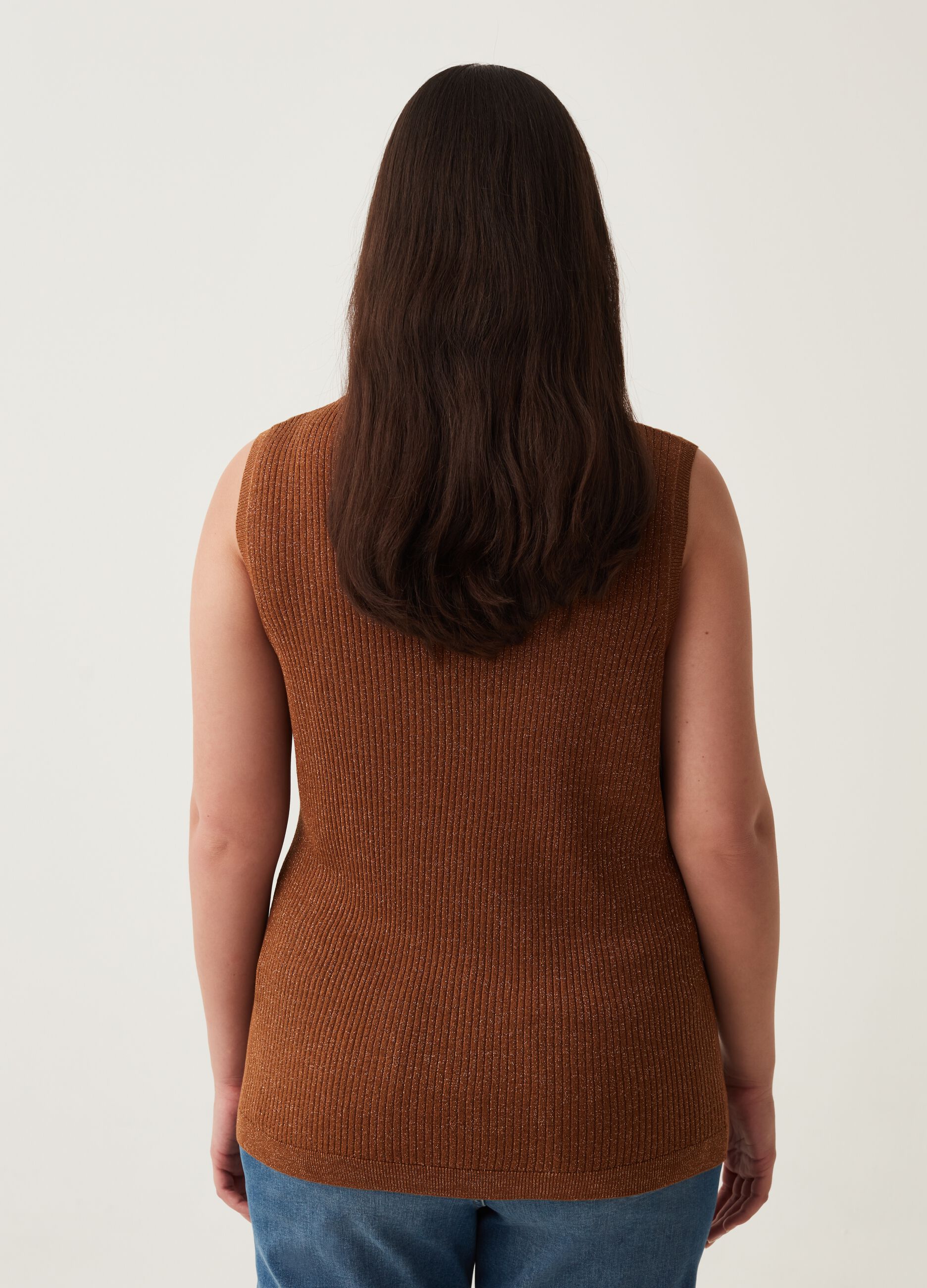 Tank top a coste piatte in lurex Curvy_2