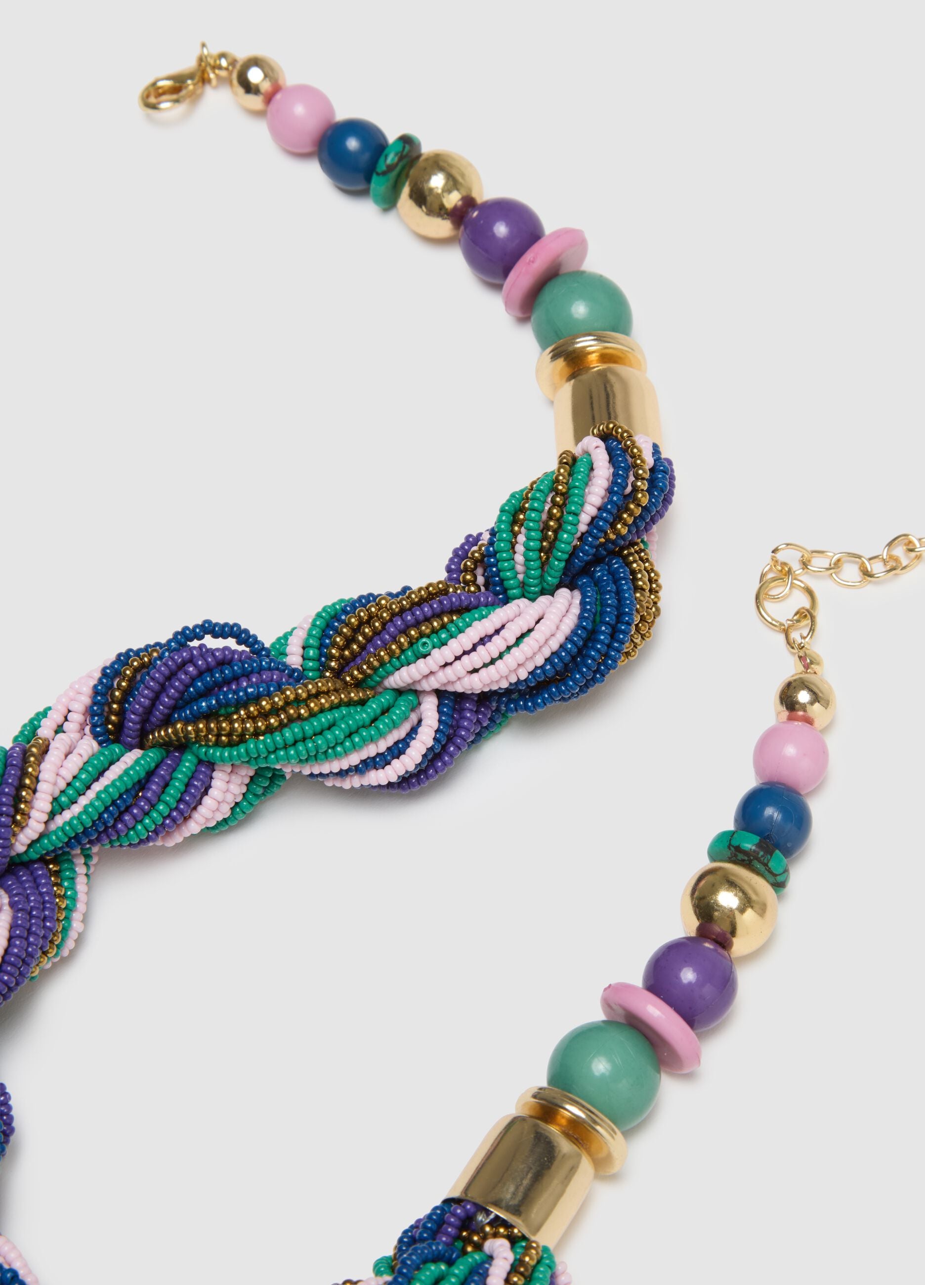 Collana in vetro multicolor con design intrecciato