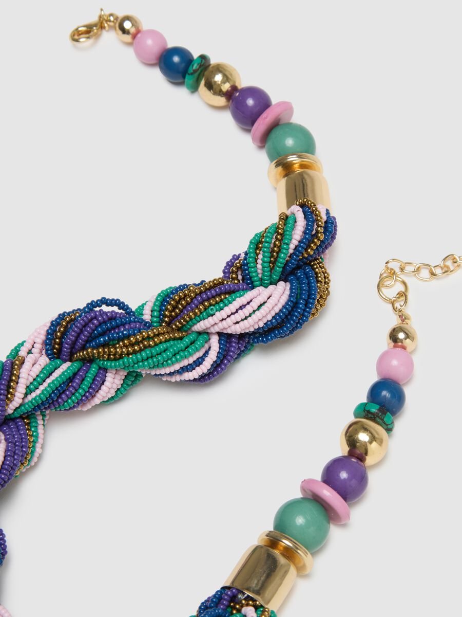 Collana in vetro multicolor con design intrecciato_3