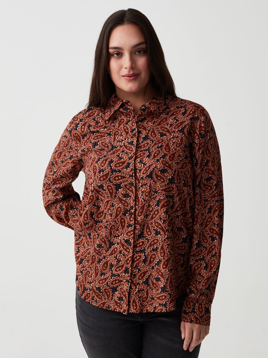 Camicia in flanella con lurex fantasia Curvy_0