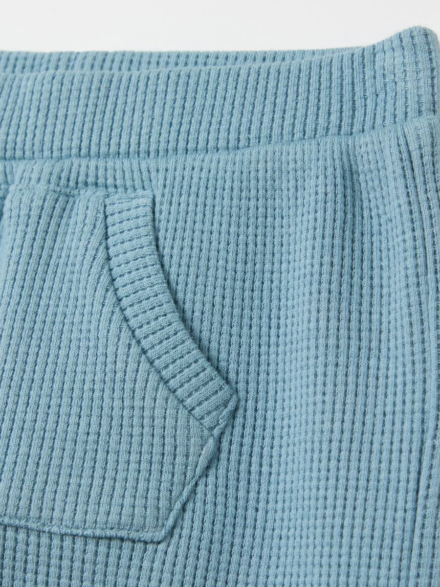 Cotton joggers with waffle weave_3
