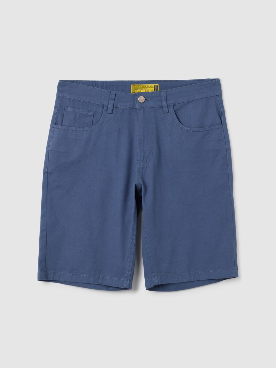 Men's pure cotton blue regular fit shorts_0