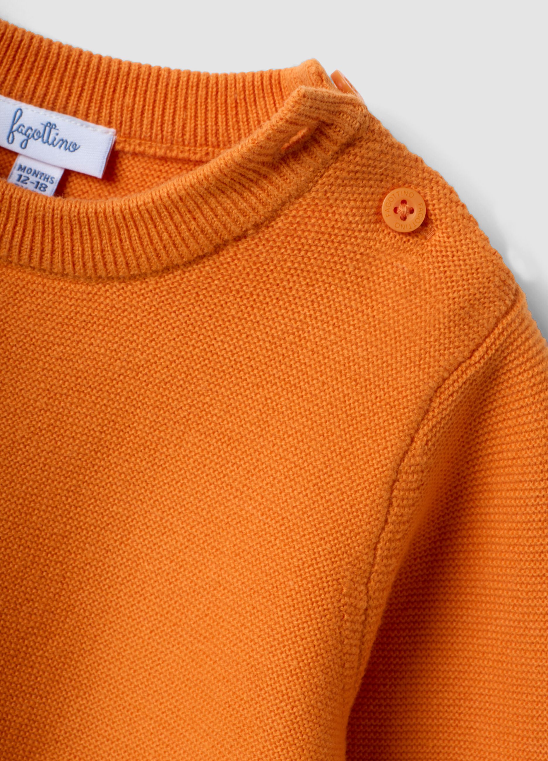 Orange pure cotton regular-fit buttoned jumper for baby boy