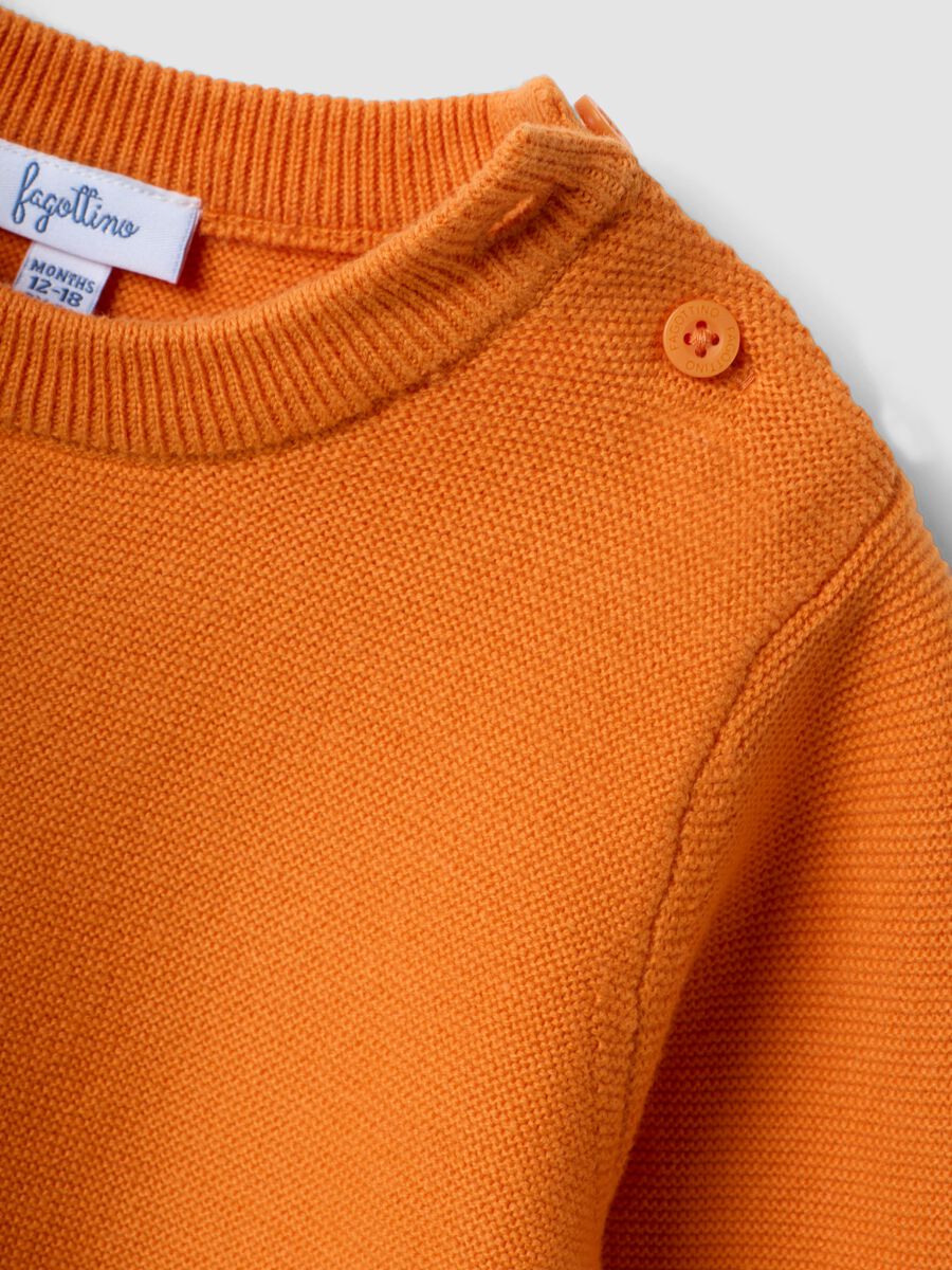 Maglia arancione in puro cotone con bottoni regular fit per bimbo_2