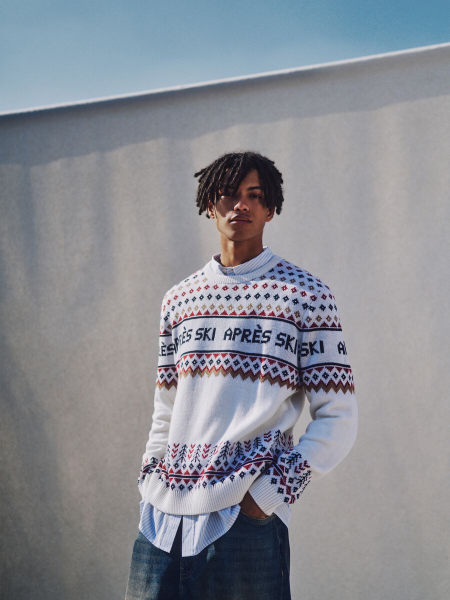 Multicolour regular fit pullover with jacquard knit_0