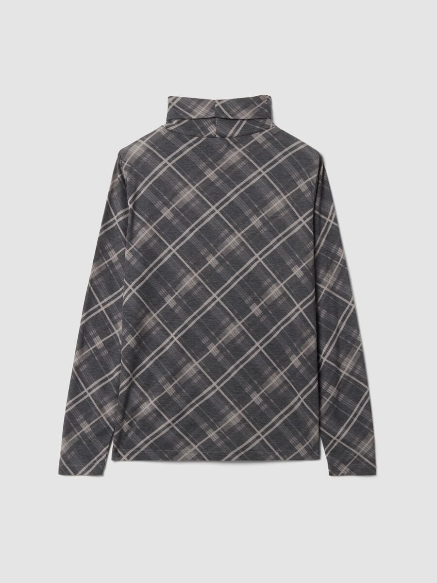 Grey lyocell-blend jumper with check roll neck, regular fit_2