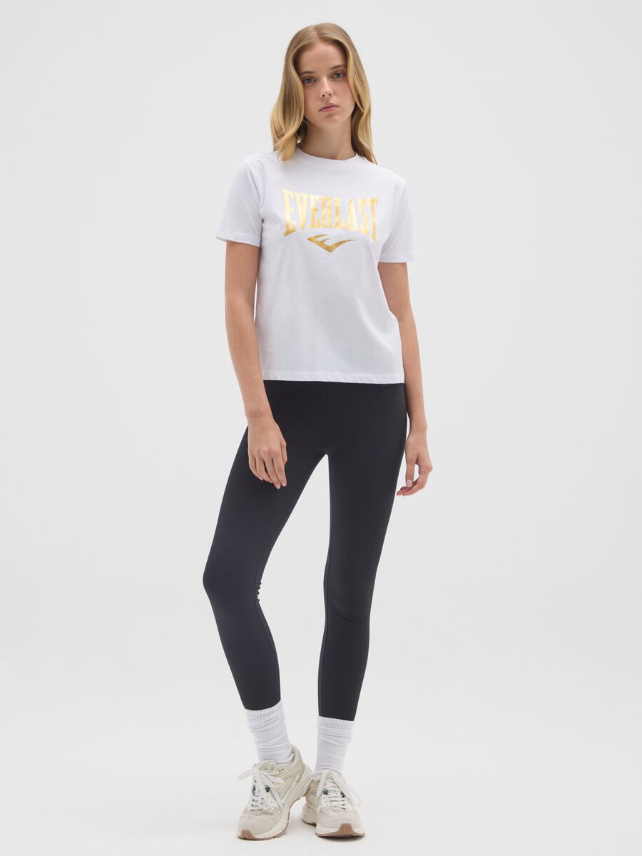 Black Stretch Cotton Regular Fit Leggings Everlast_0